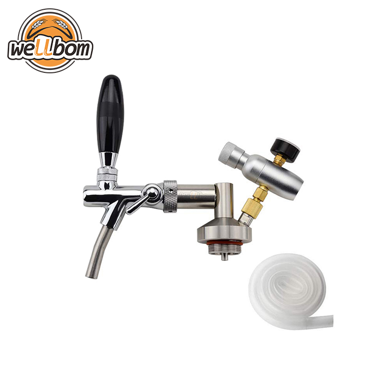 Brewing Stainless Steel Keg Tap Dispenser Growler Spear with Adjustable Fresh Draft Faucet and 60PSI CO2 Charger